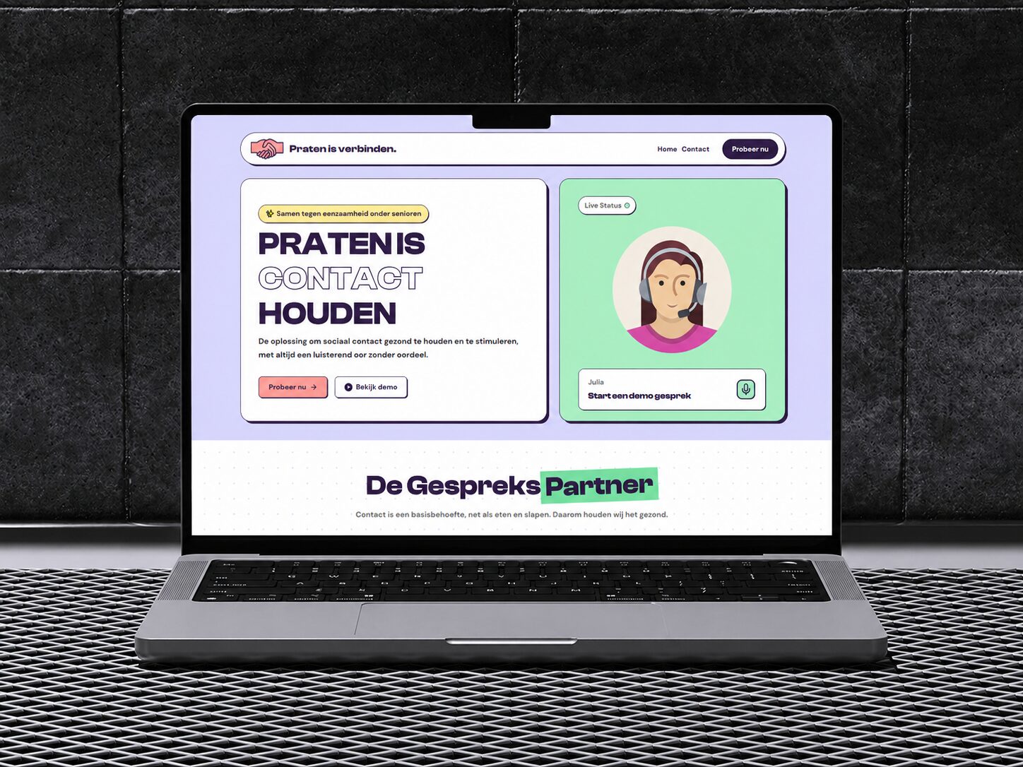 Praten is Verbinden, website gemaakt door K00